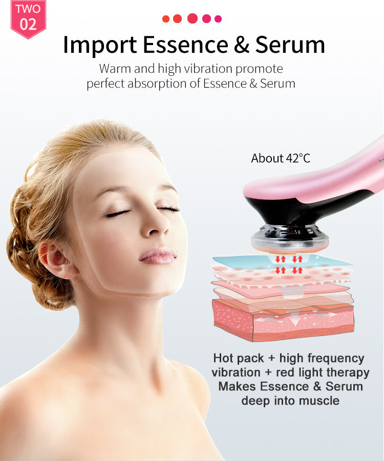 5-in-1 Red & Blue Light Therapy Facial Device EMS Hot & Cool Skin Tightening Anti-Aging Face Massager For Puffiness Wrinkles