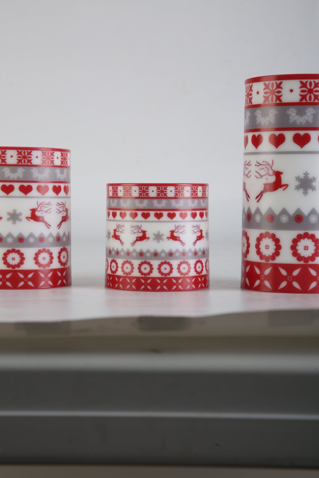 3Pack Christmas Flameless LED Candles Deer Flickering Candle Lights Pillar Candles With 3 Lighting Modes Timer Remote Control