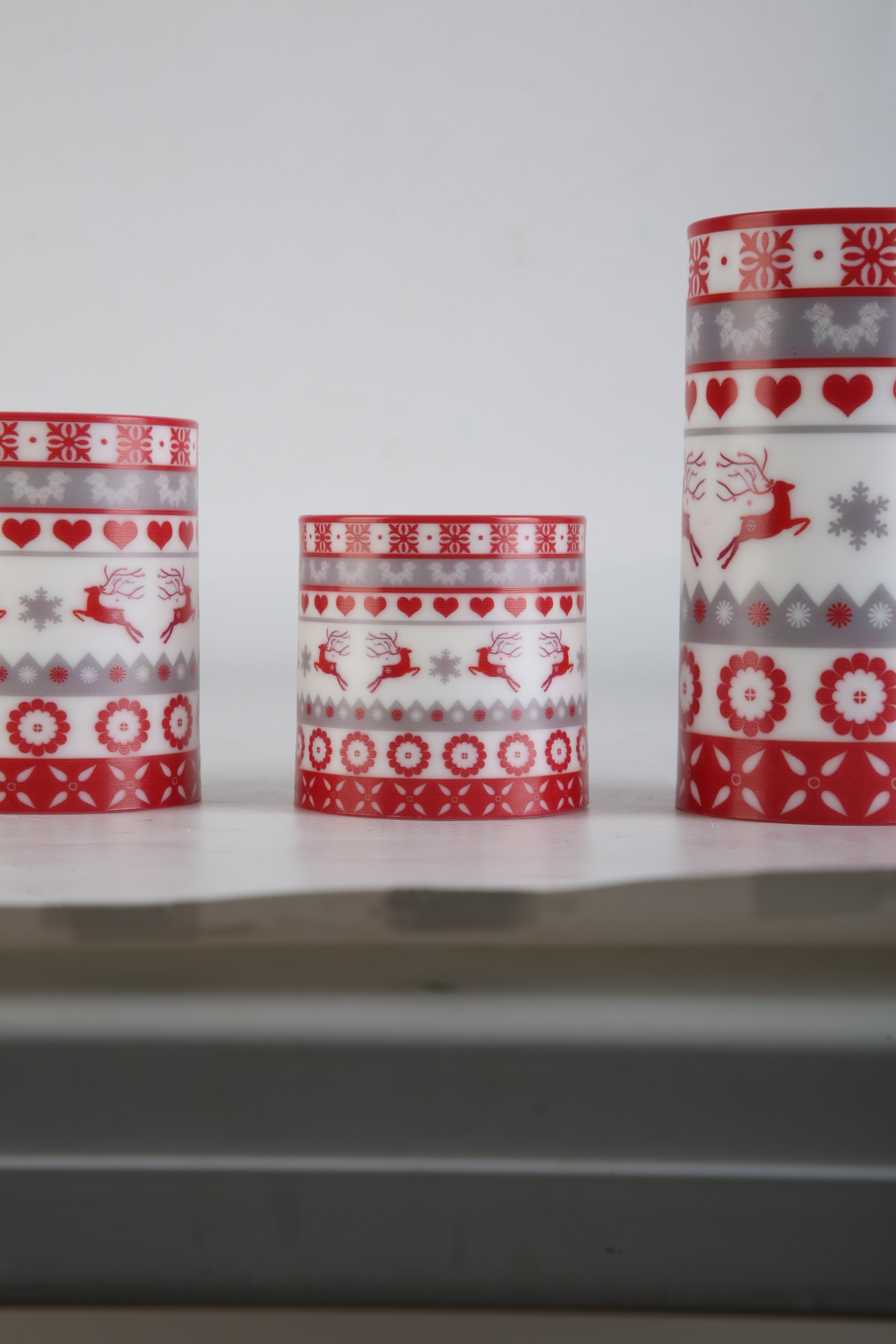 3Pack Christmas Flameless LED Candles Deer Flickering Candle Lights Pillar Candles With 3 Lighting Modes Timer Remote Control